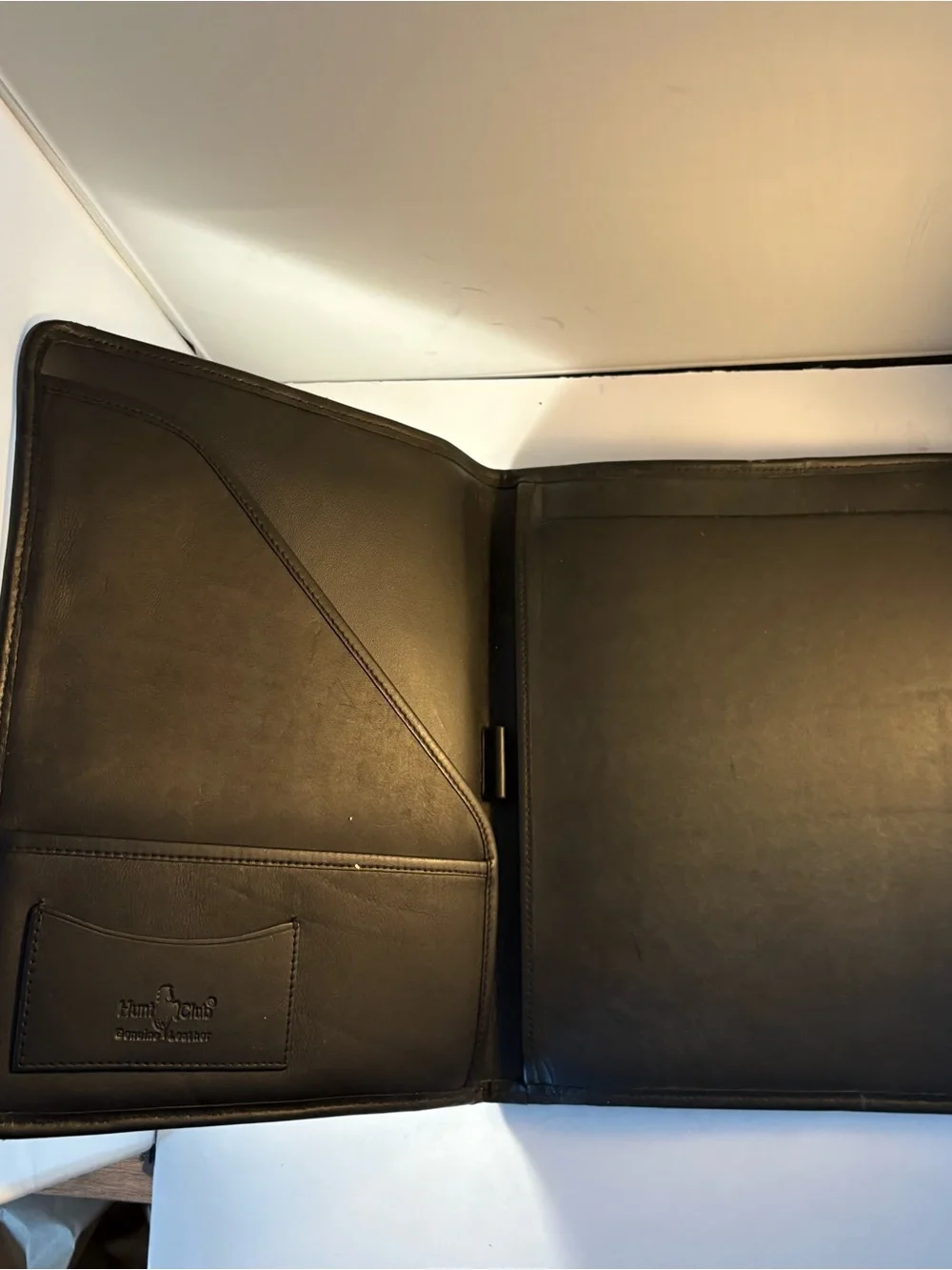 Vintage Hunt Club Black Genuine Leather Portfolio Padfolio Document Organizer